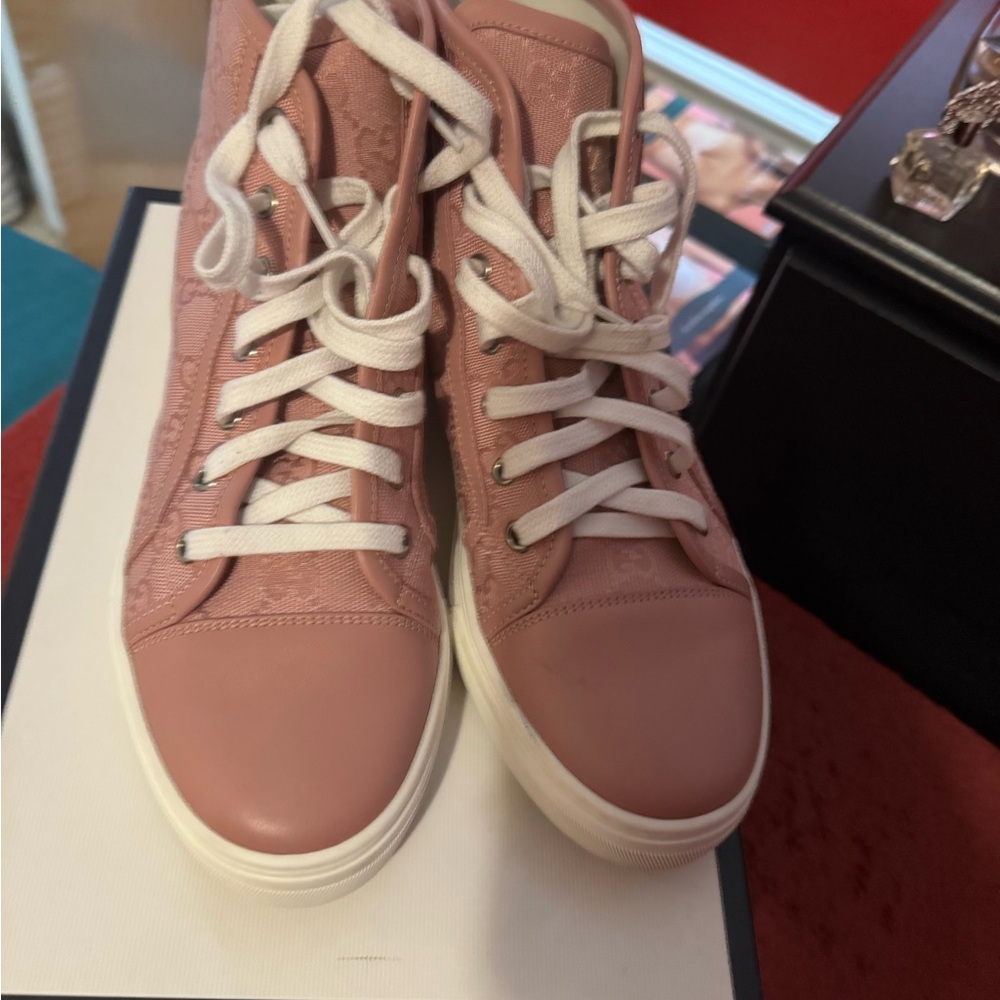Women's Gucci Pink High-Top Sneakers